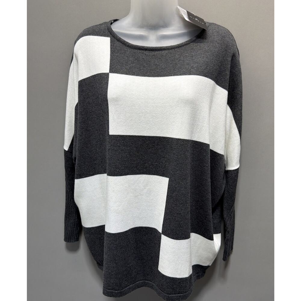 Marble Scotland Colorblock Luxury Cotton Knit Oversized Sweater Womens S NWT